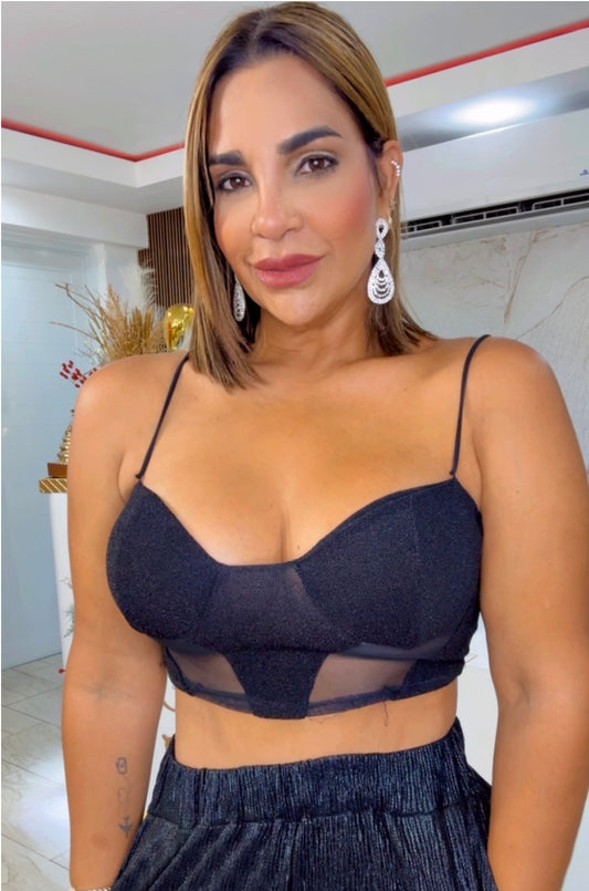 Shine Mesh Black Top (stretch)