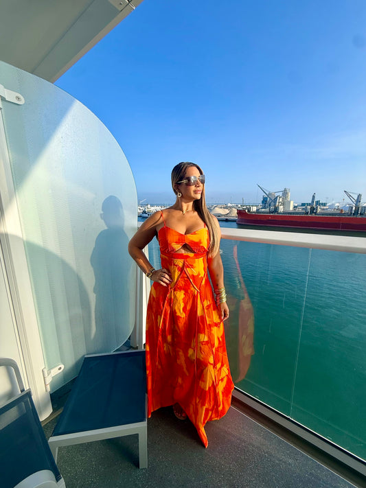 Citrus Orange Maxi Dress (spandex)