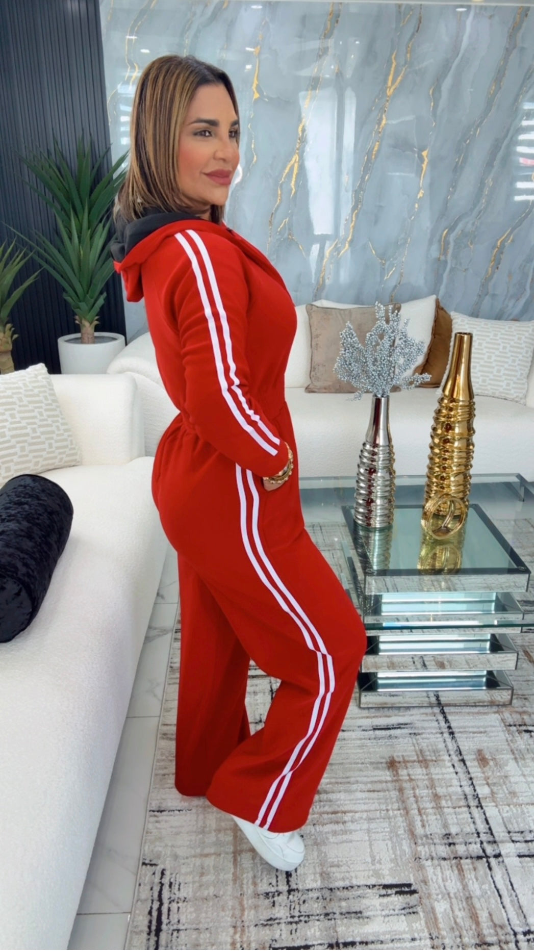 Red Travel Jumpsuit (spandex) utilicé talla M
