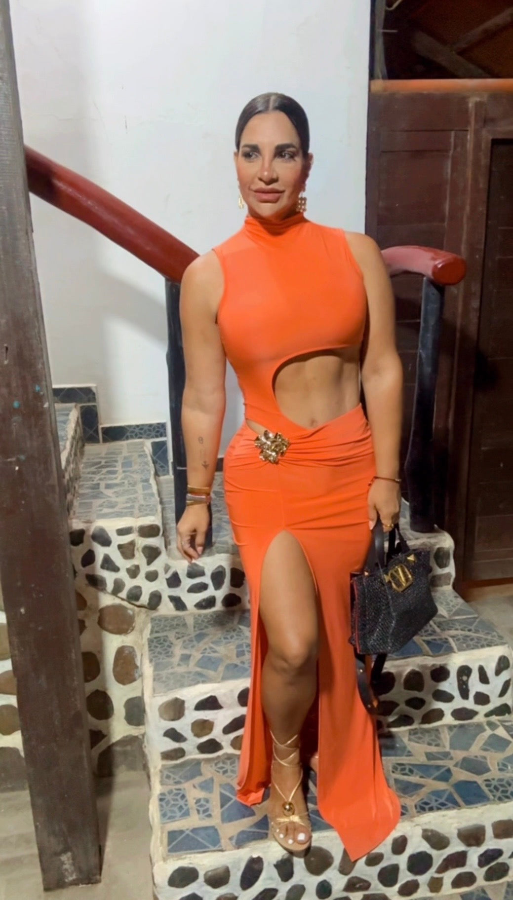 Gem Orange Bodysuit & Skirt Set (stretch)