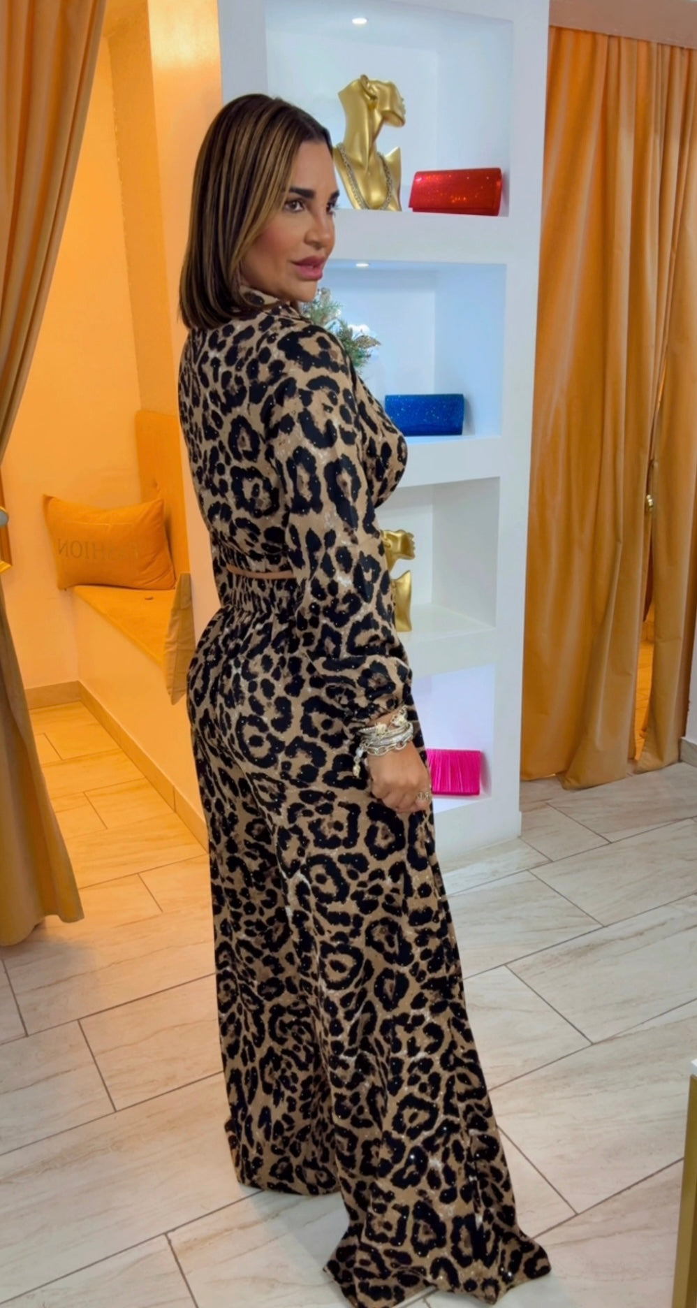 Animal Print Formal Set (spandex) utilicé talla Médium