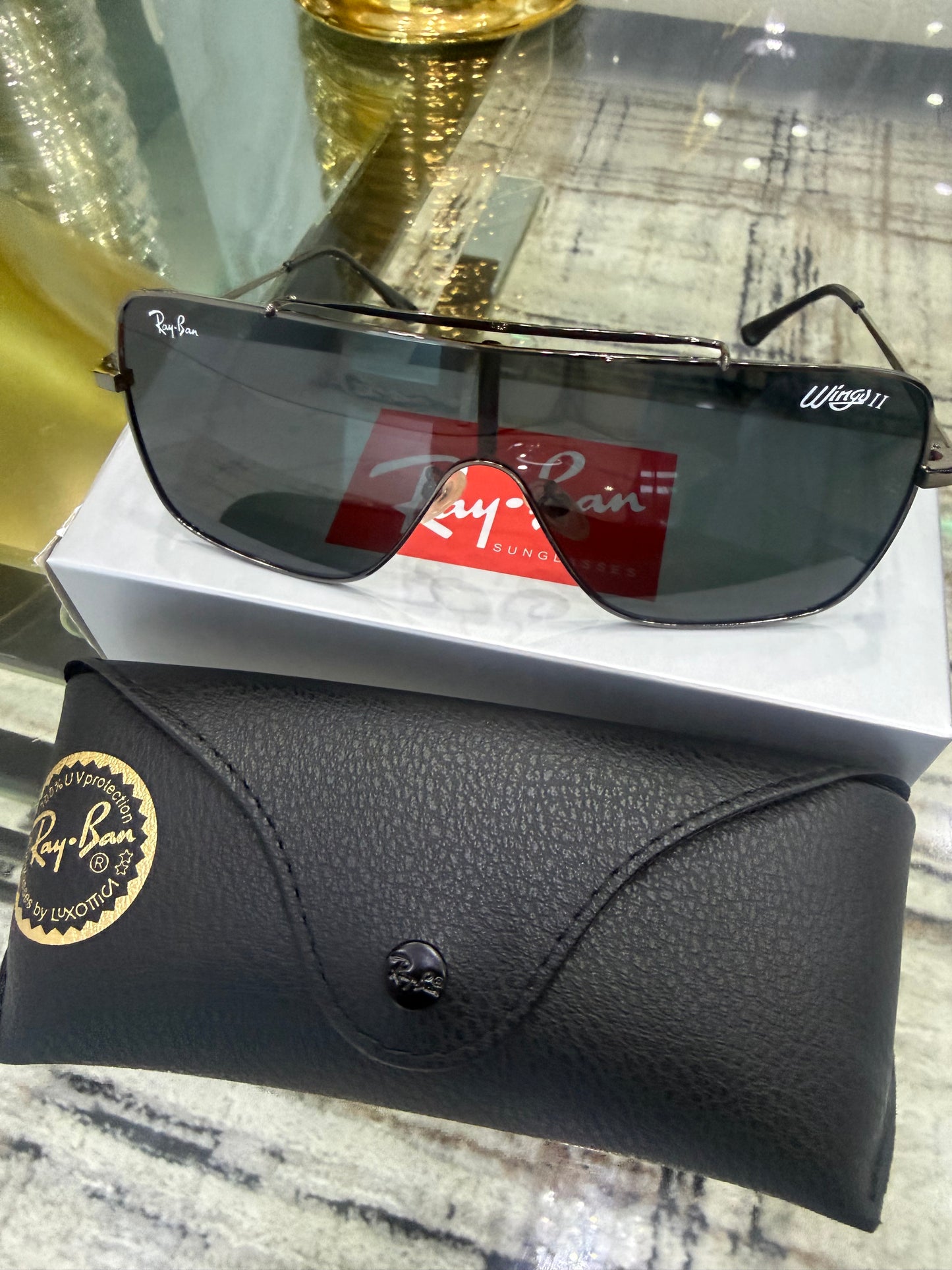 RB Wing Black Sunglasses (Kit Completo)