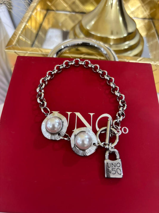 Uno Silver Pearl Bracelet (material acero inoxidable)