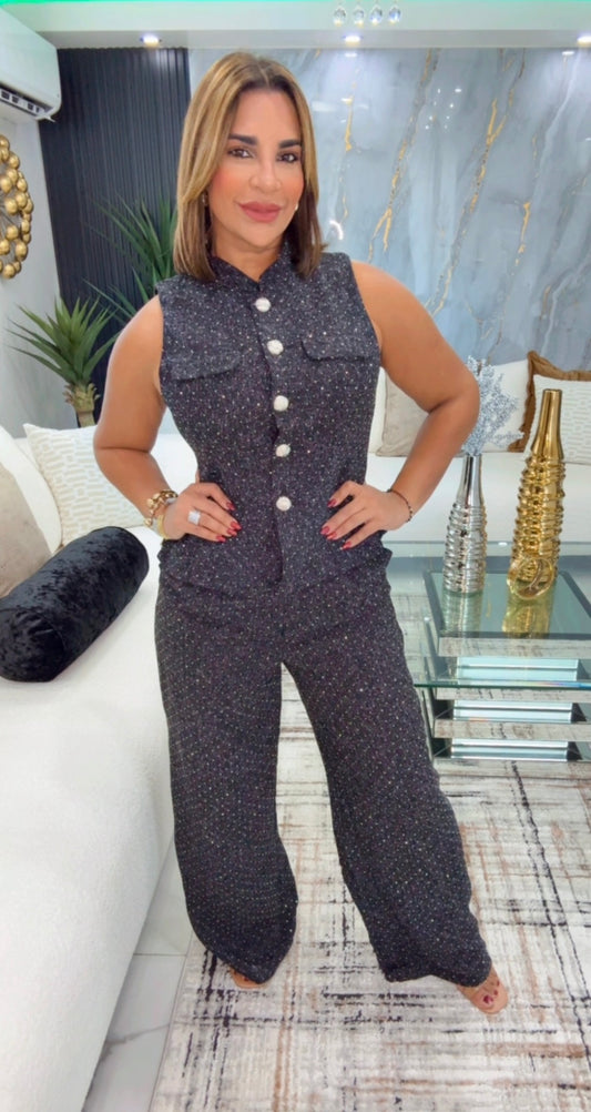 Francia Black Shine Set (corre al size) utilicé talla M