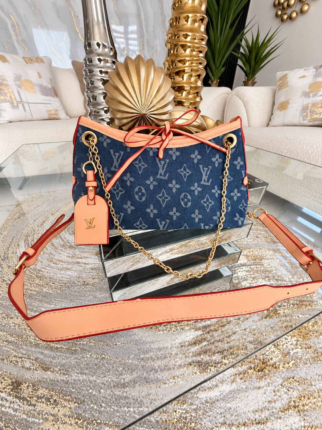 LV Denim Blue Crossbody Bag (tamaño mediano)