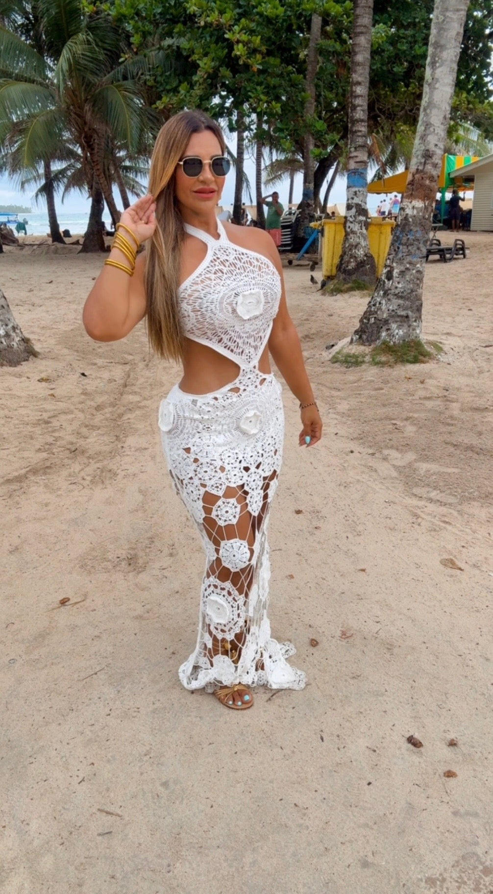 Sirenis White Crochet Dress (spandex)