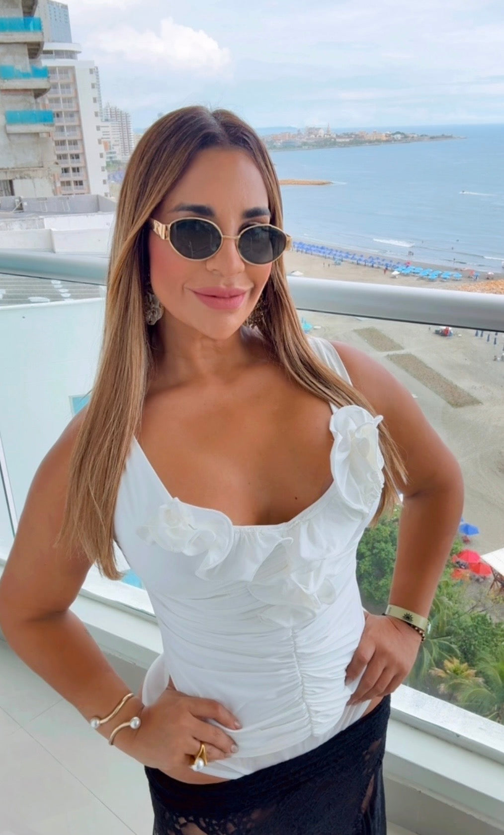 Flower White Bodysuit (spandex)