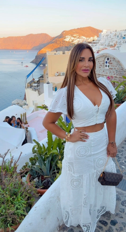 Restock Santorini Embroidery White Set (doble forro) utilicé Médium/ Llegan el próximo Lunes