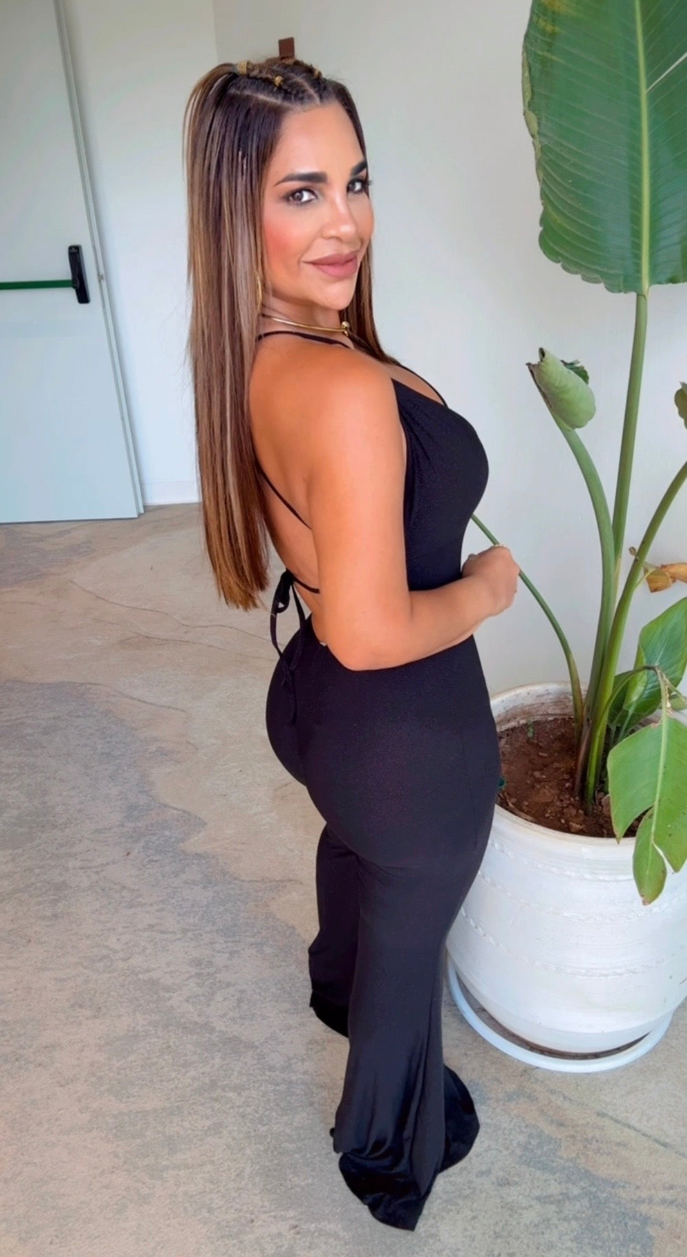 Bless Shine Black Palazzo Jumpsuit (stretch)