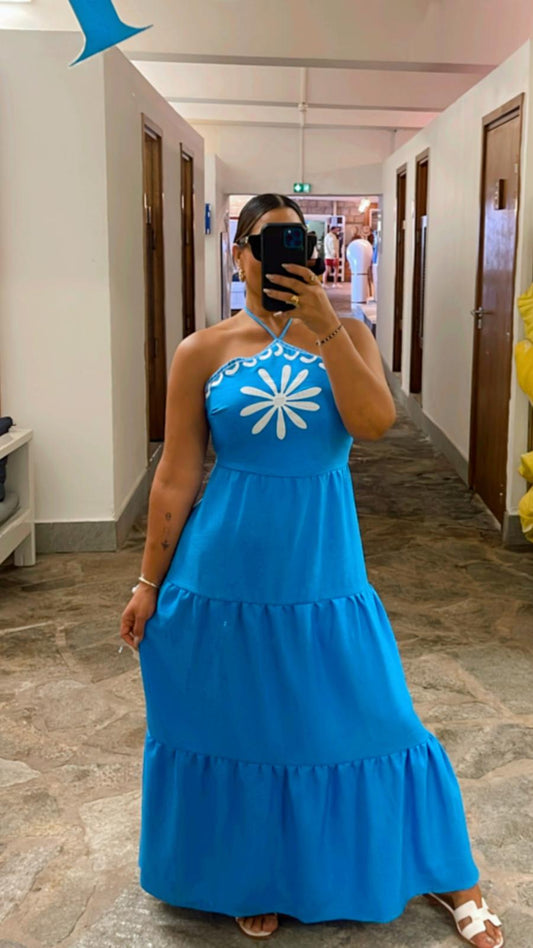 French Riviera Blue Dress (tiene elástico en la parte trasera superior)