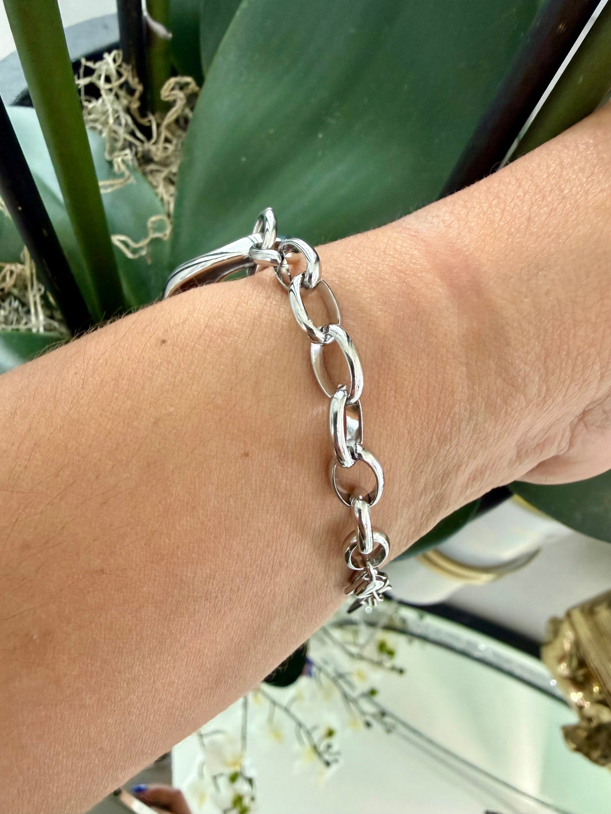Round Silver Bracelet (acero inoxidable)