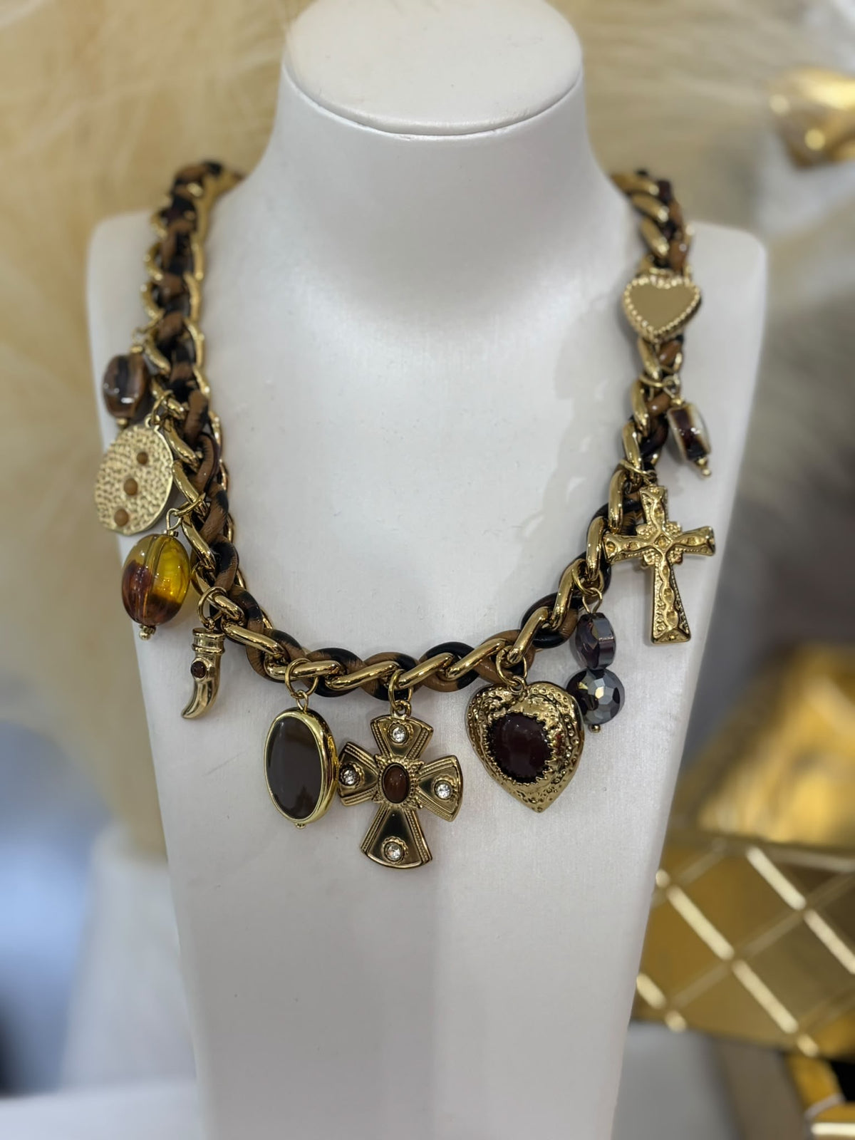 Cross Multi Charm Neckace