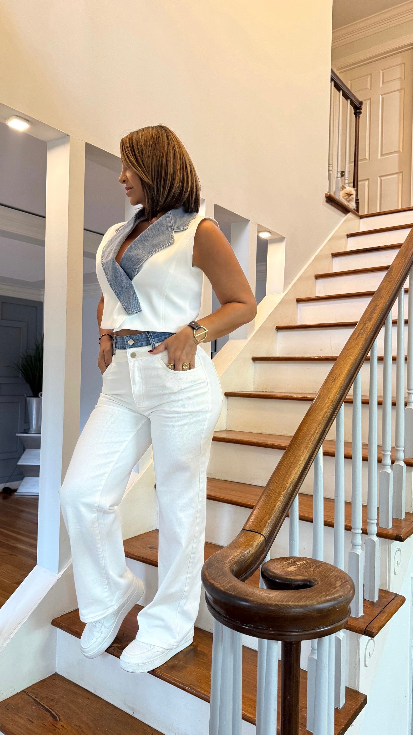 South Carolina White Denim Set  (spandex) utilicé talla Médium