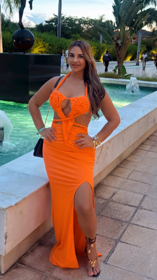 Majestic Orange Dress (stretch) utilicé talla M