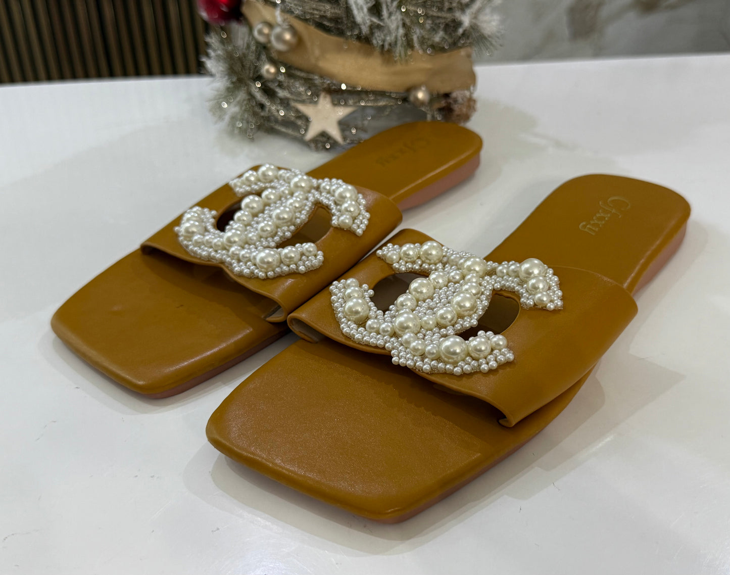 Chanl Inspired Camel Sandals