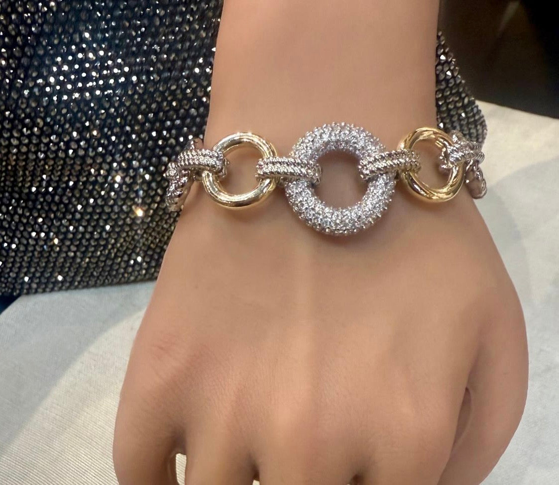 Folly Shine Circle Bracelet (Two Tones) (Gold Plated)
