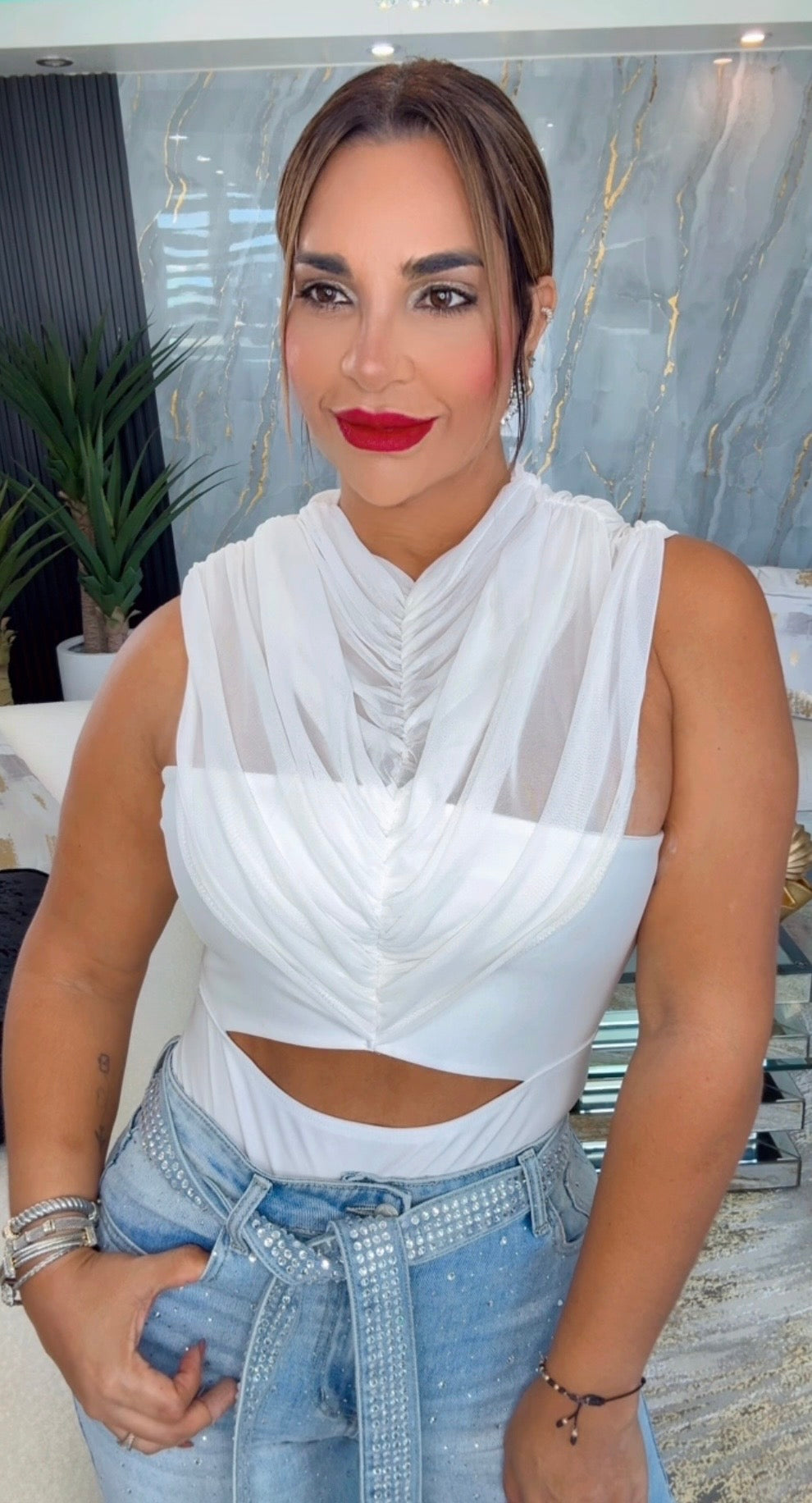 White Elegant Bodysuit (stretch)