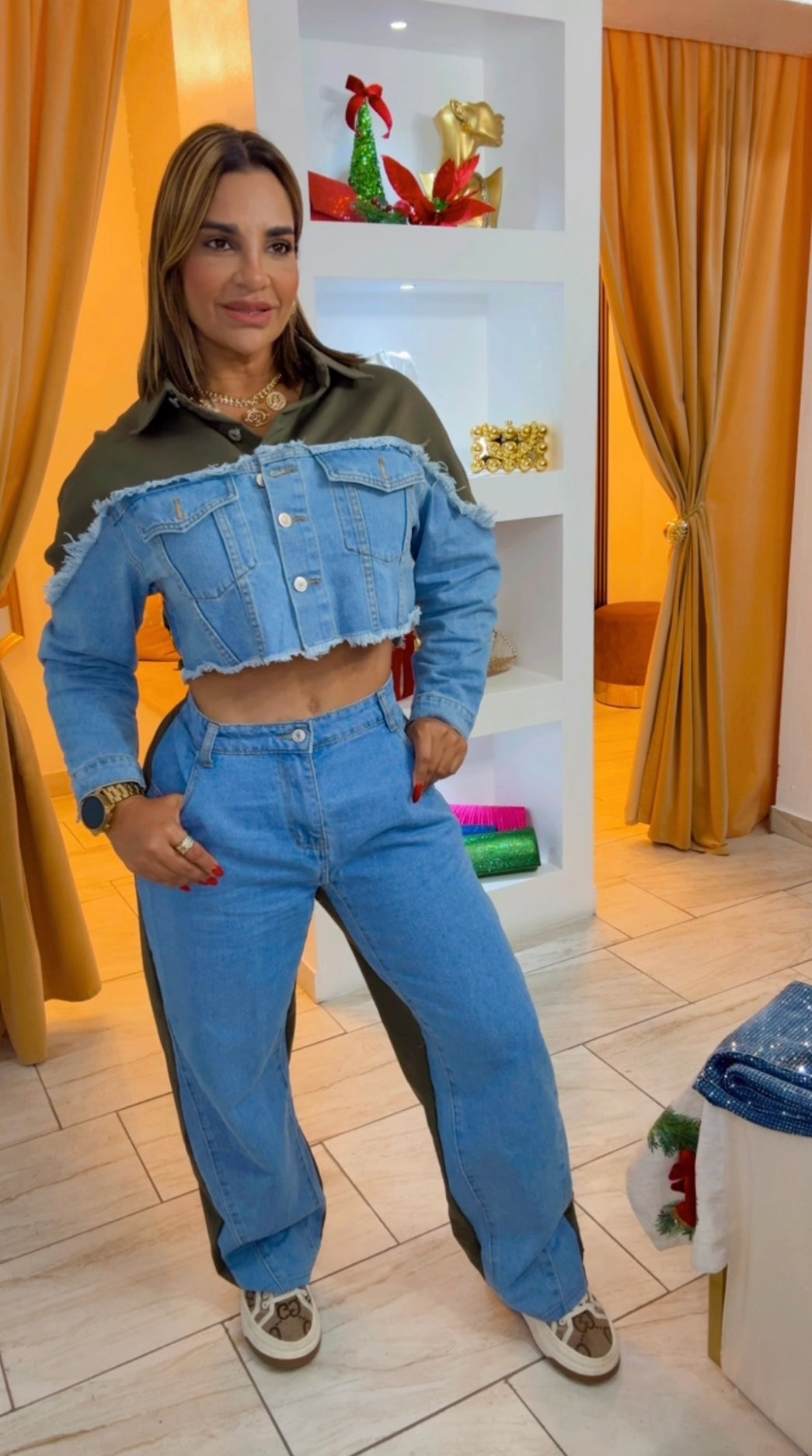 Austria Olive & Denim Set (spandex) utilicé talla M , puedes bajar una talla