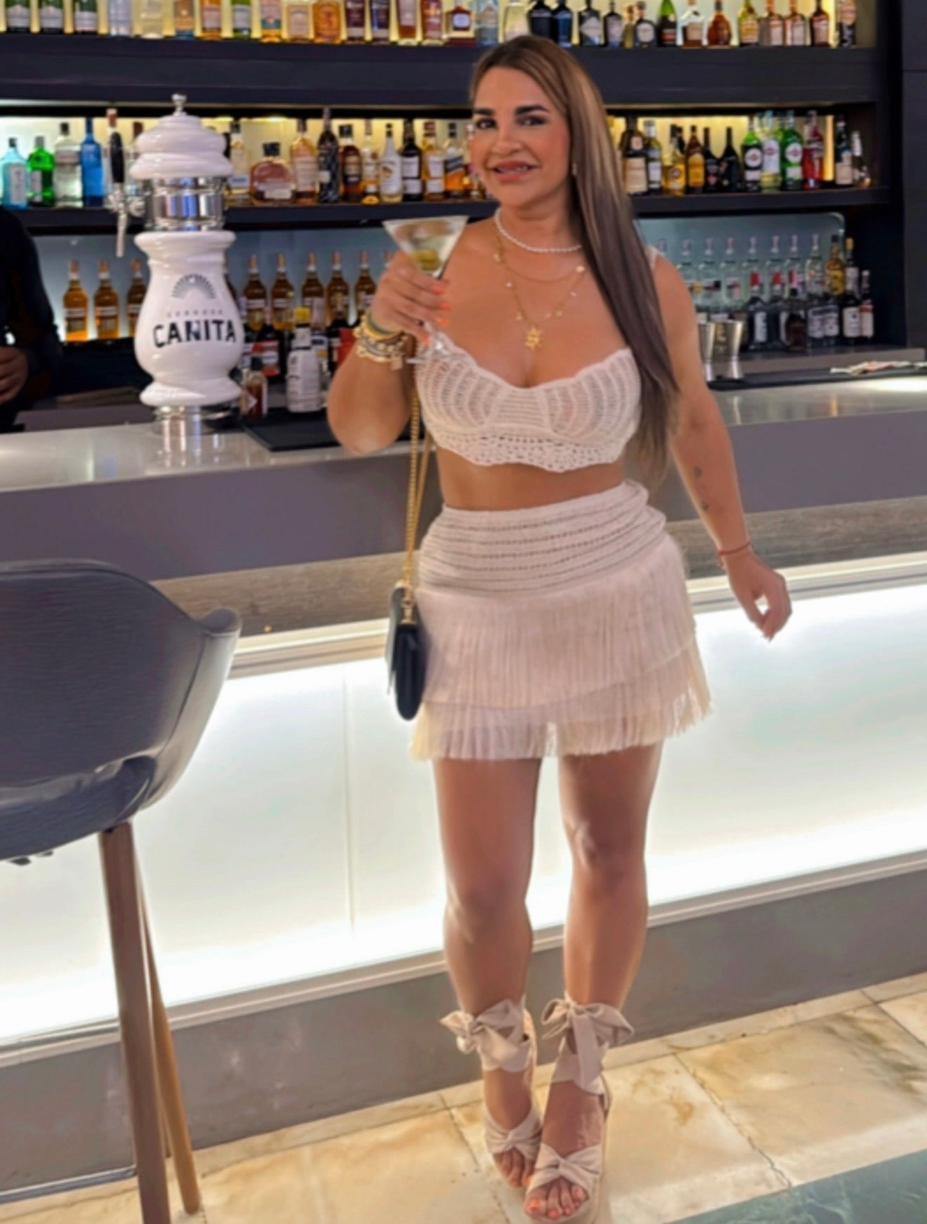 Beige Fringes CrochetSet (utilicé M)