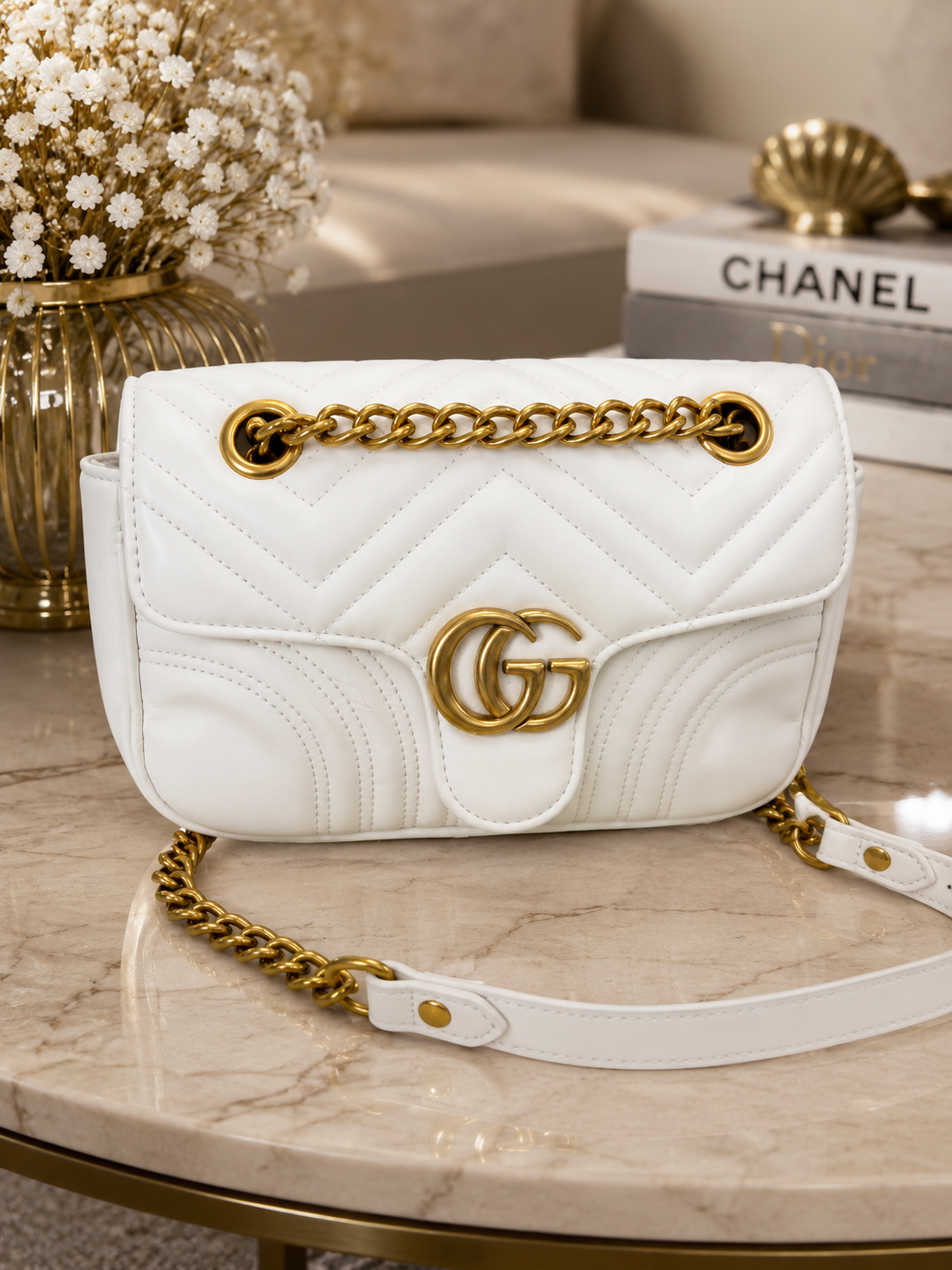 GG White Crossbody Bag
