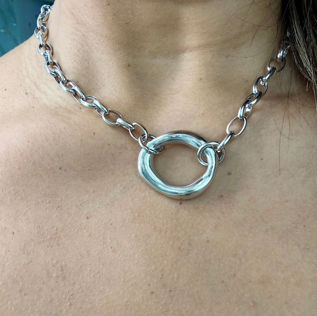 Round Silver Necklace (acero inoxidable)