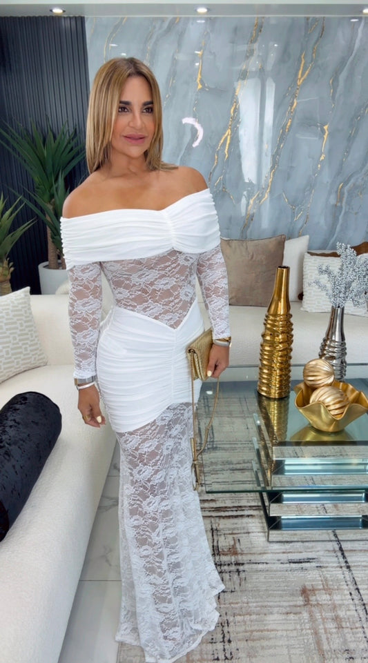 Milos Lace White Dress (spandex)