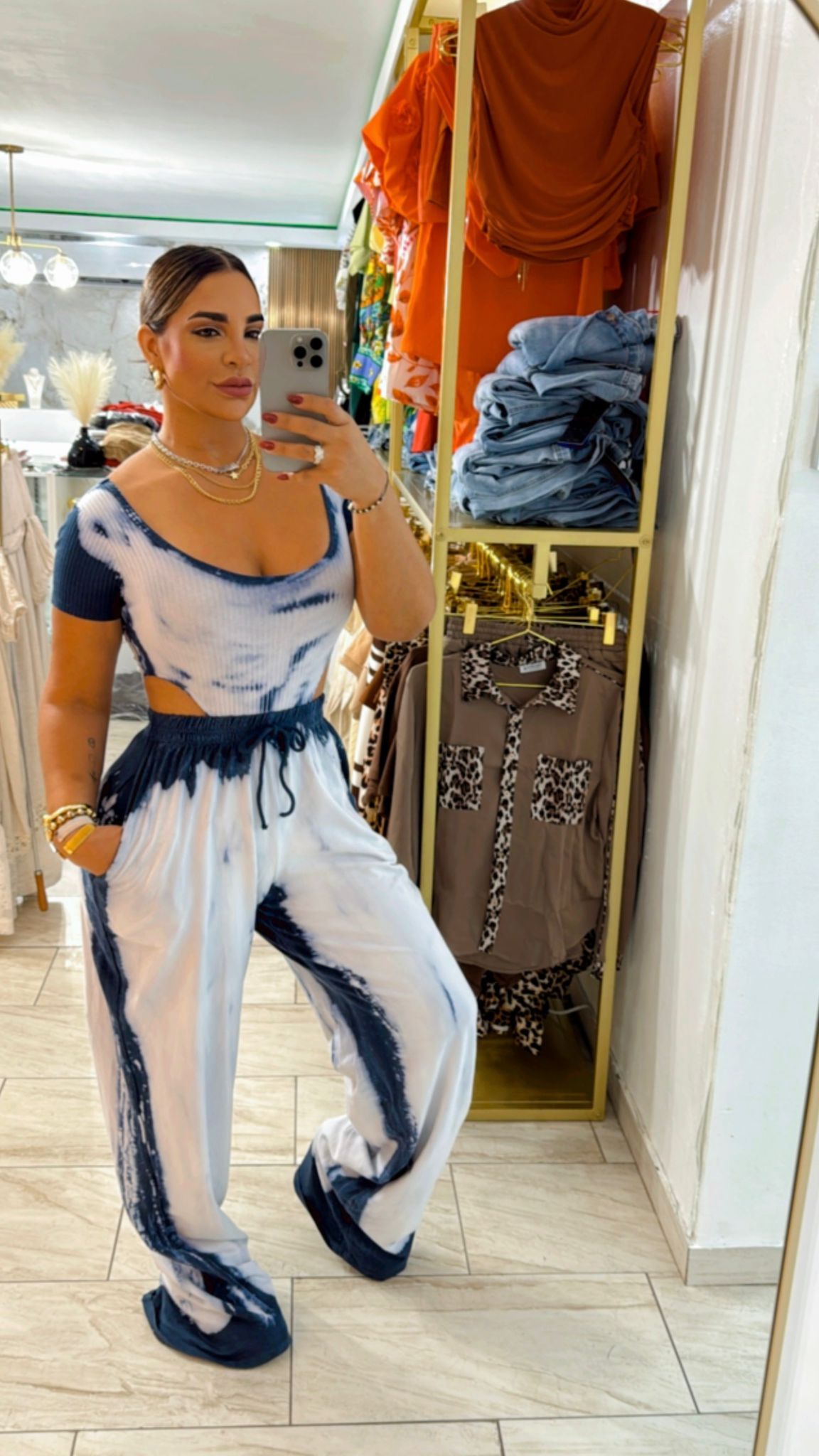 Blue Washed Bodysuit Set (stretch)