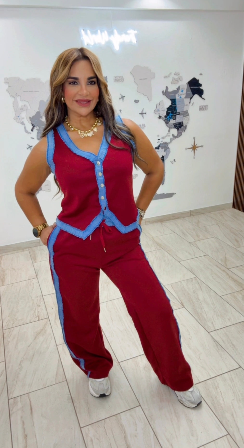 Houston Burgundy & Denim Set (utilicé talla M)