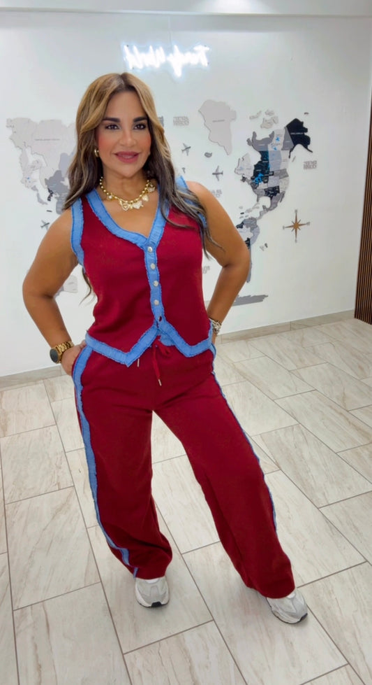 Houston Burgundy & Denim Set (utilicé talla M)