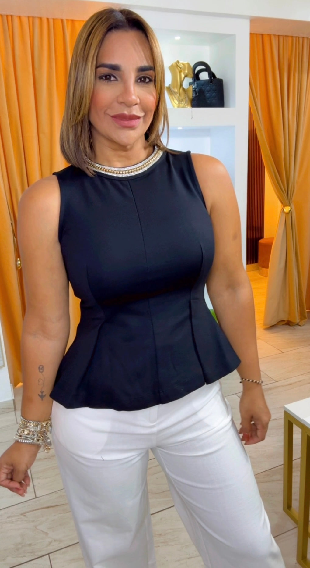 Cathay Black Top (spandex) utilicé talla M