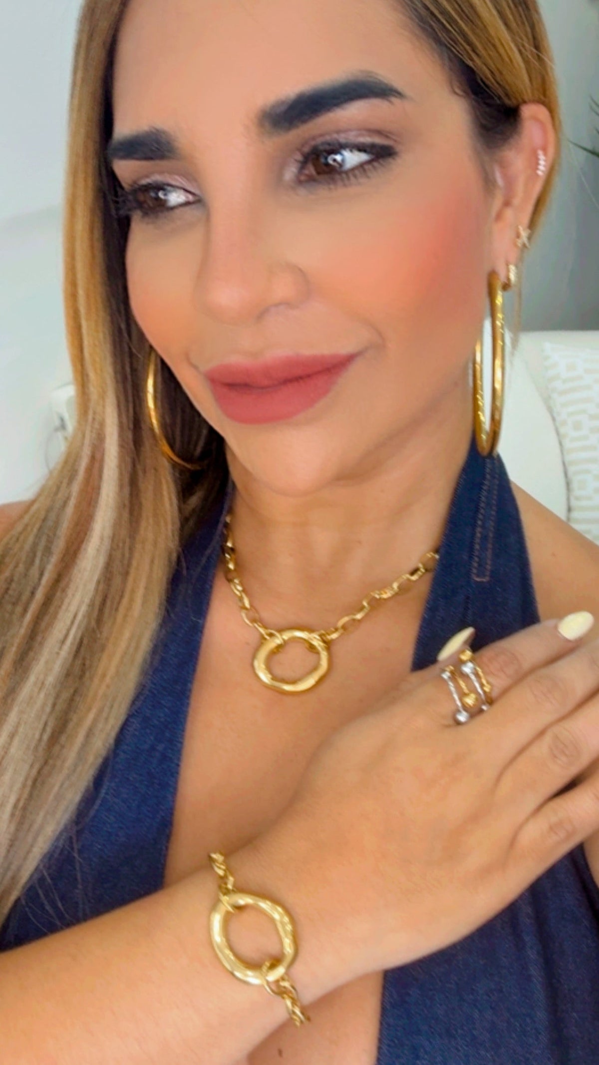 Round Gold Necklace (oro acero inoxidable)