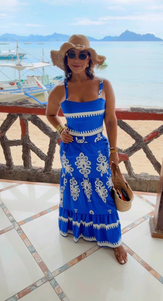 Philippines Royal Blue Skirt Set (Spandex)