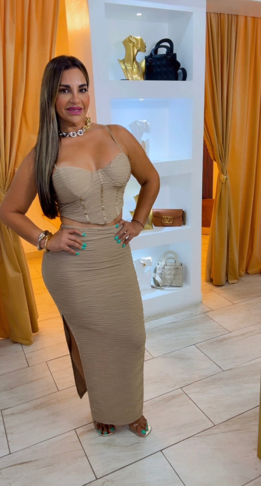 Asturias Beige Skirt Set (stretch)