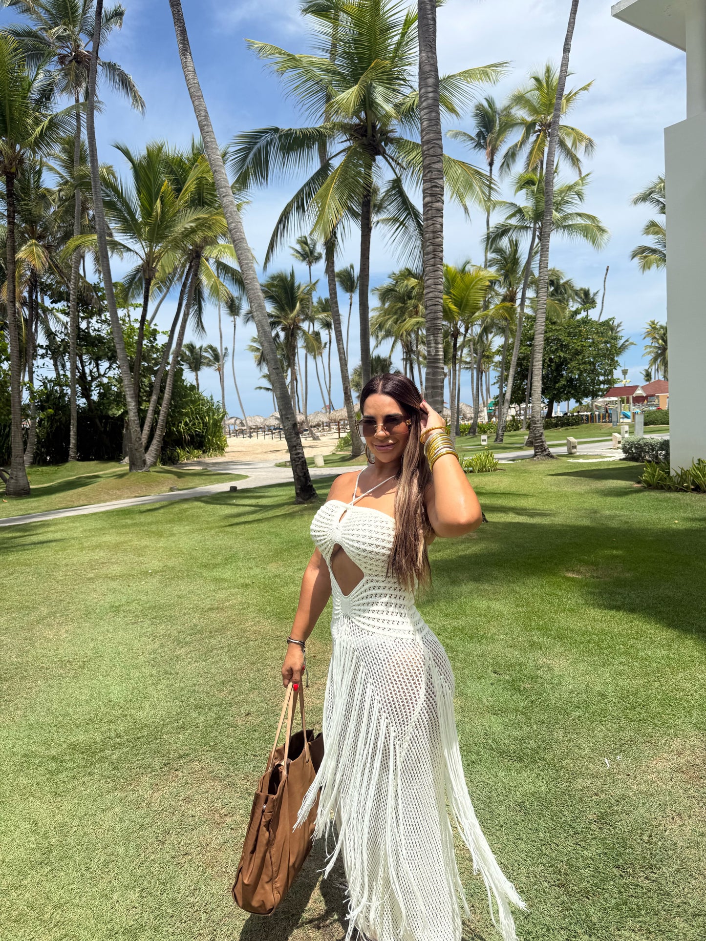 Soft White Crochet Dress (spandex