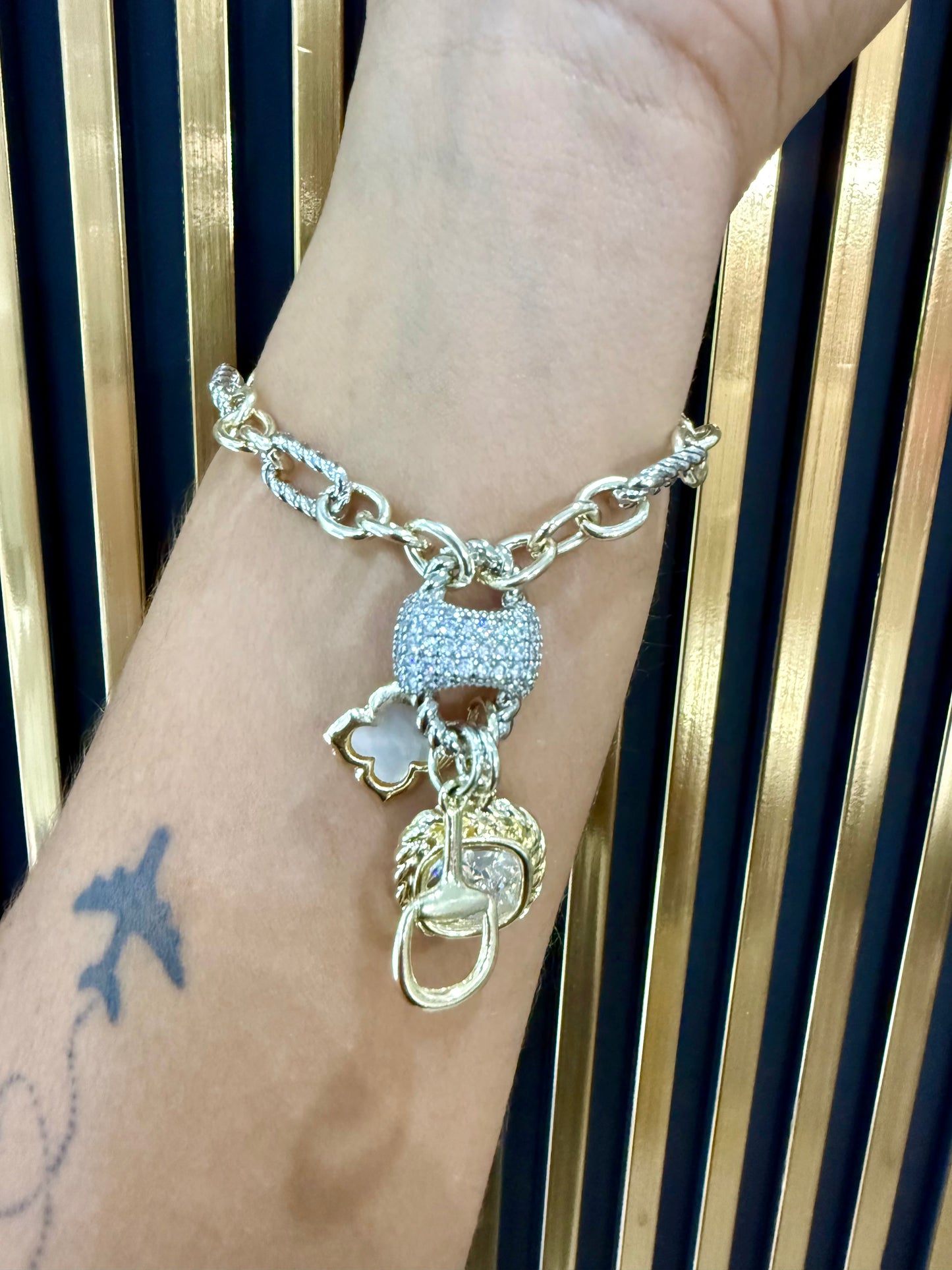 Multi Charms Two Tones Bracelet