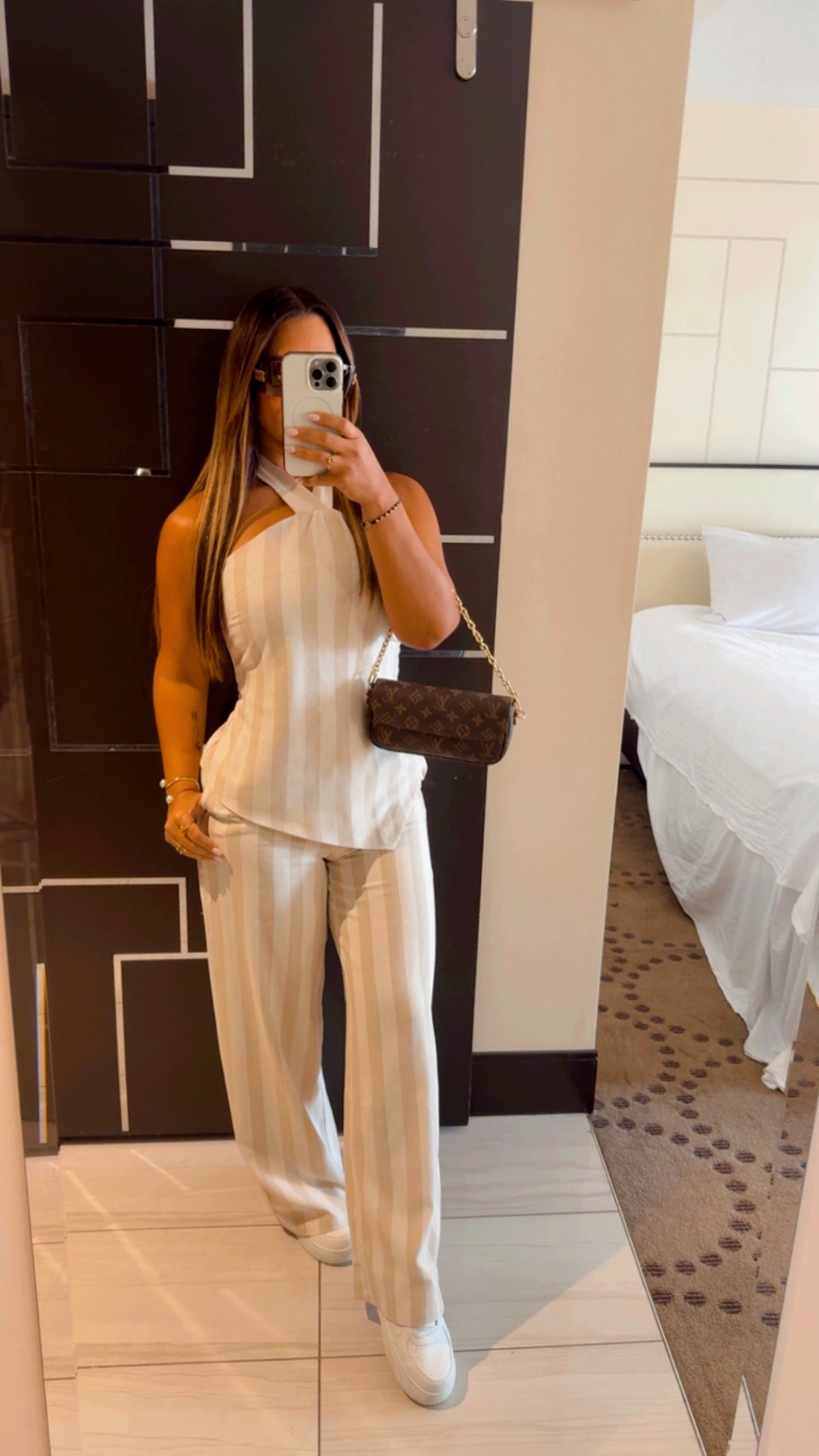 Nevada Beige & White Lino Set (spandex)