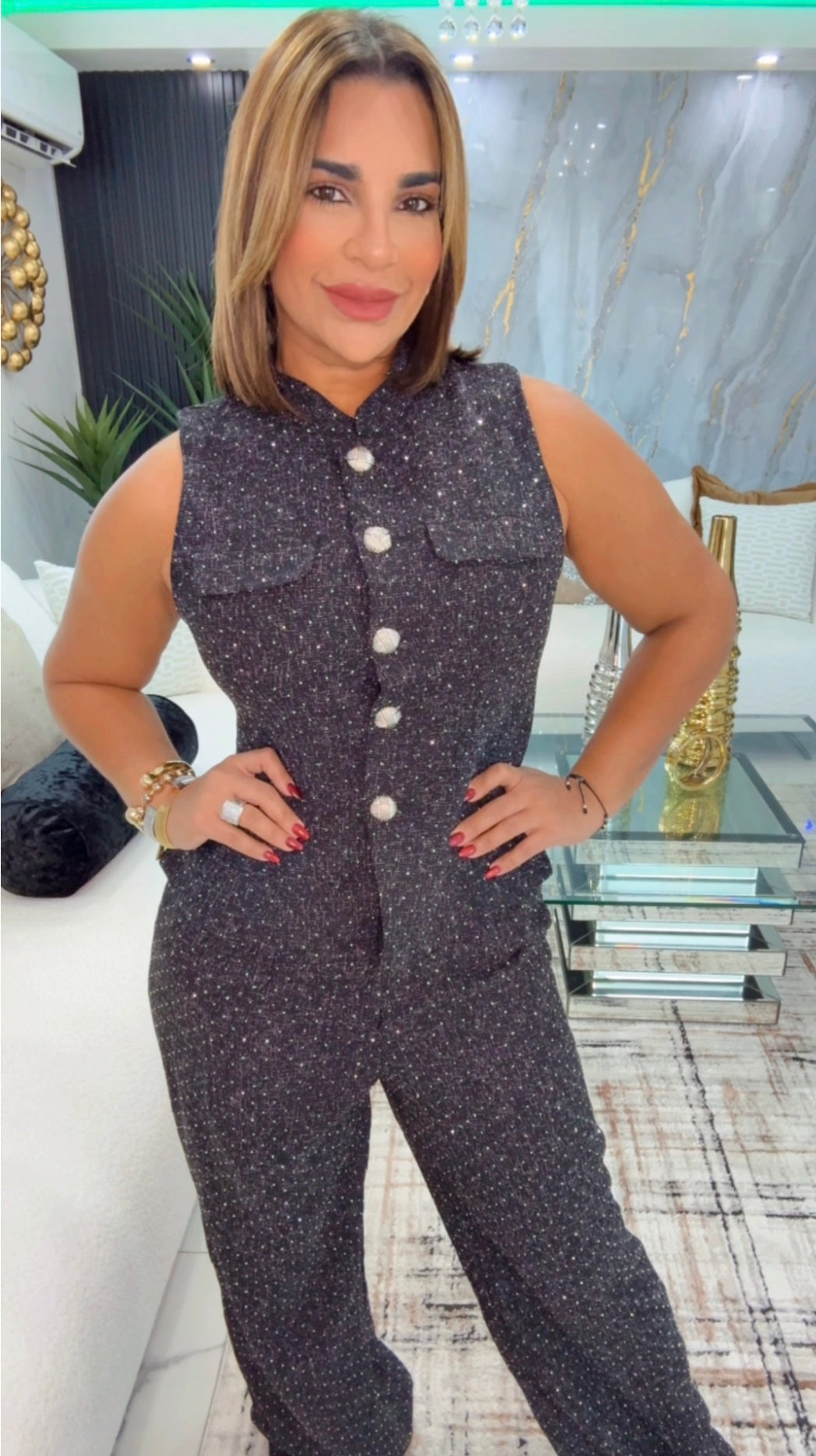 Francia Black Shine Set (corre al size) utilicé talla M