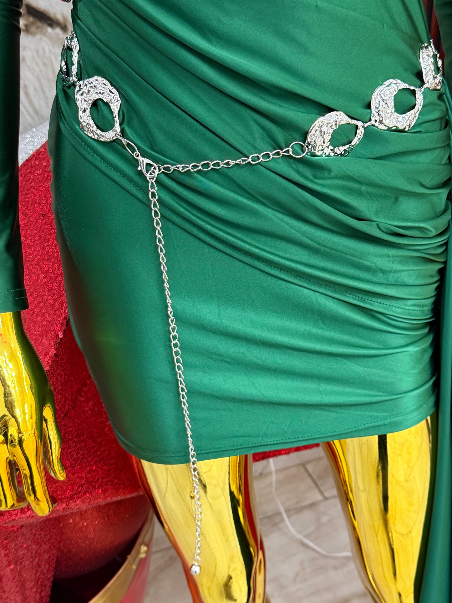 Barbara Silver Ovals Belt (Ajustable) (Fantasía Fina)