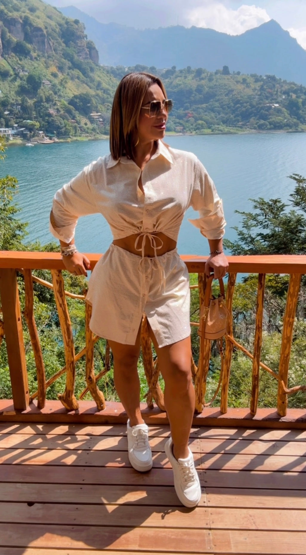 San Marco Lake Shine Beige Skort Set (spandex)(trae short integrado) , utilicé talla Small