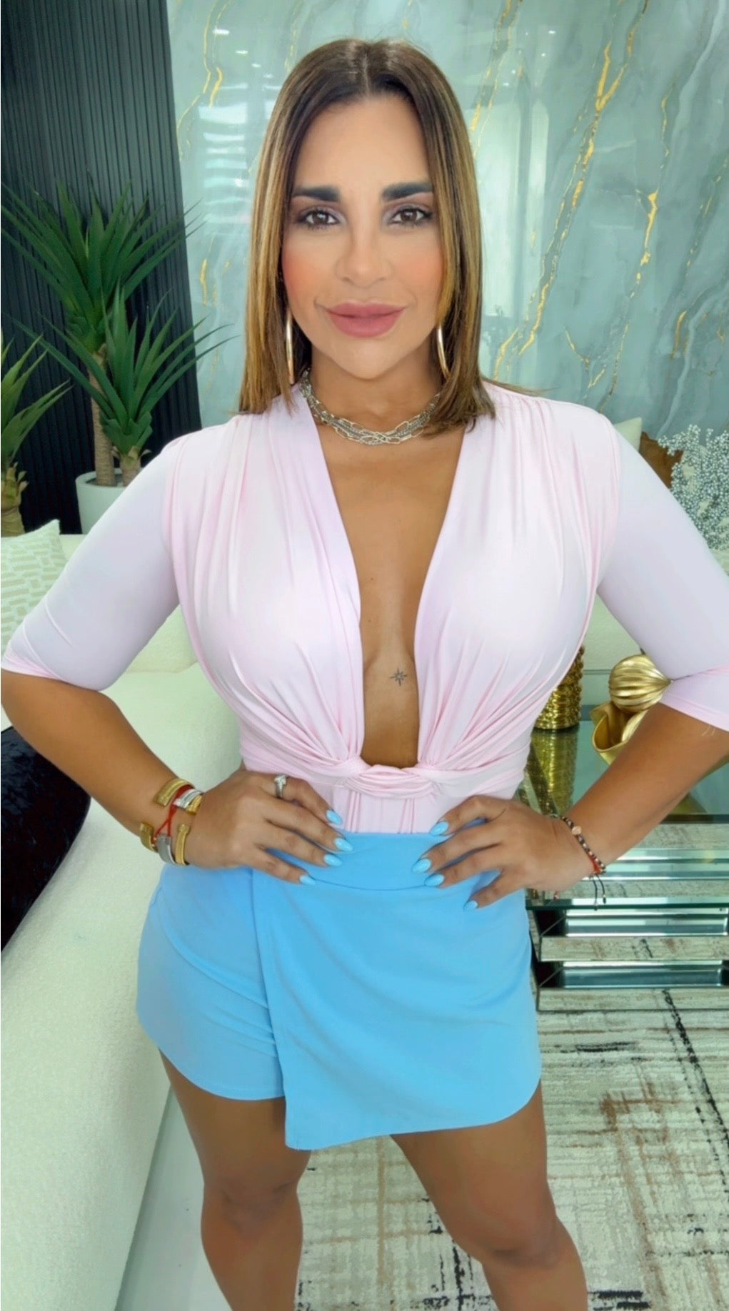 Formal Baby Pink Bodysuit (stretch)