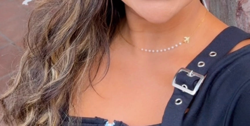 Love Travel Pearl Necklace (material acero inoxidable)