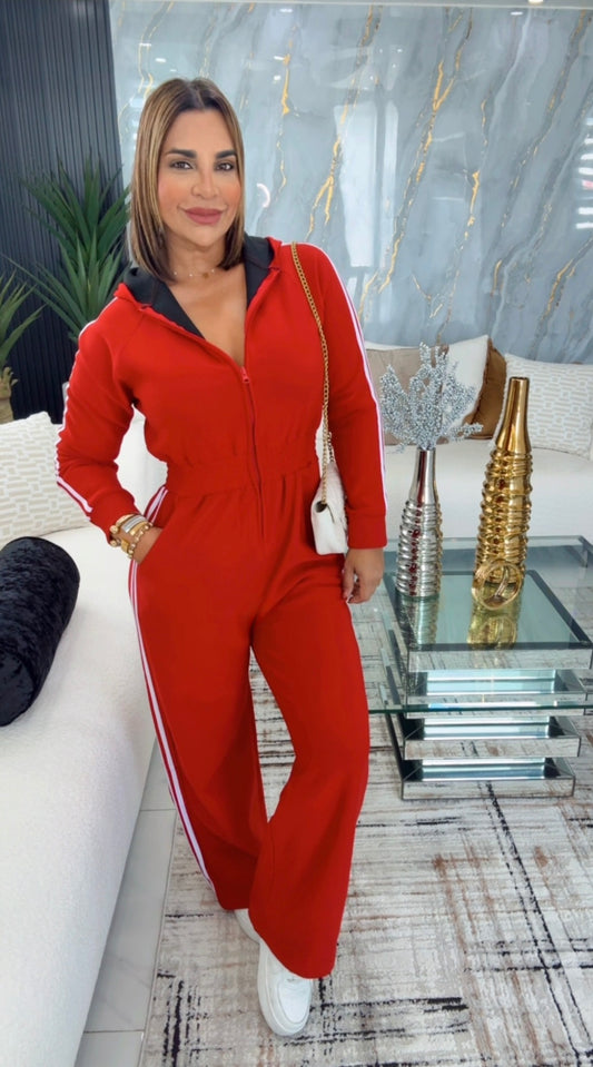 Red Travel Jumpsuit (spandex) utilicé talla M