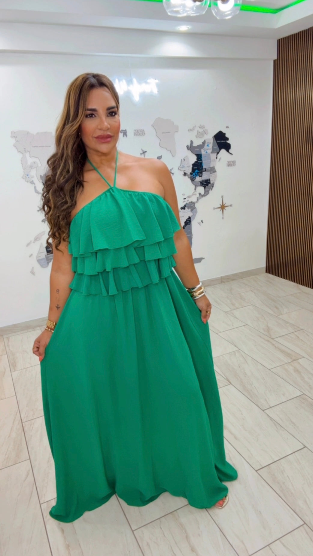 Madagascar Green Dress (stretch) utilicé talla M