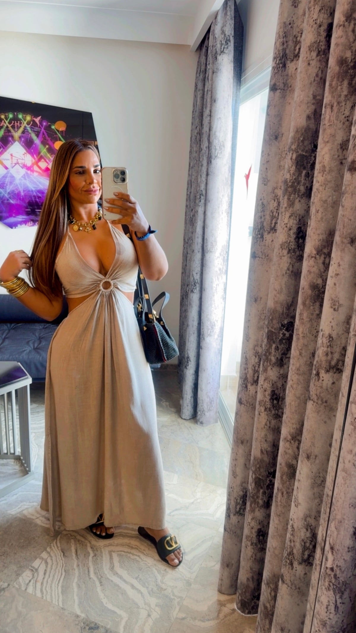 Agra Beige Dress (spandex) colección 🇮🇳