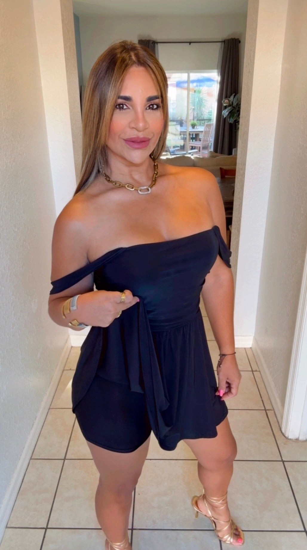 Let’s Go Party Black Dress (stretch) Trae short integrado