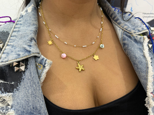 Summer Pastel Double Necklace Stainless Steel