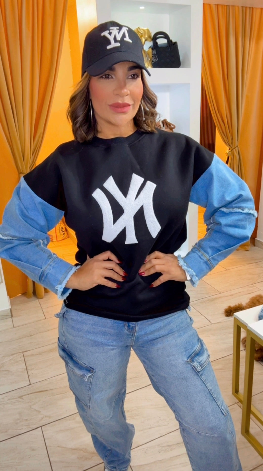 NY Black & Denim Sweater (spandex) utilicé talla M