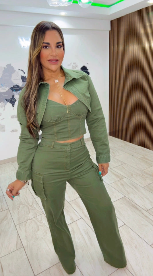 Cantón Olive 3 pieces Set!! stretch) utilicé talla médium