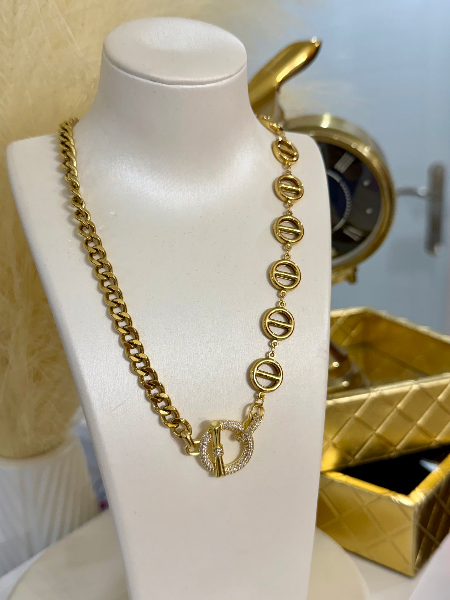 Sparkling Gold Necklace Stainless Steel