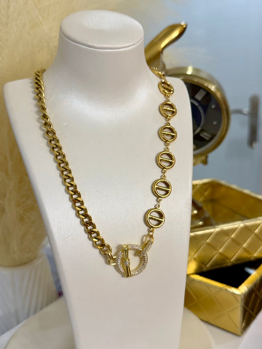 Sparkling Gold Necklace Stainless Steel
